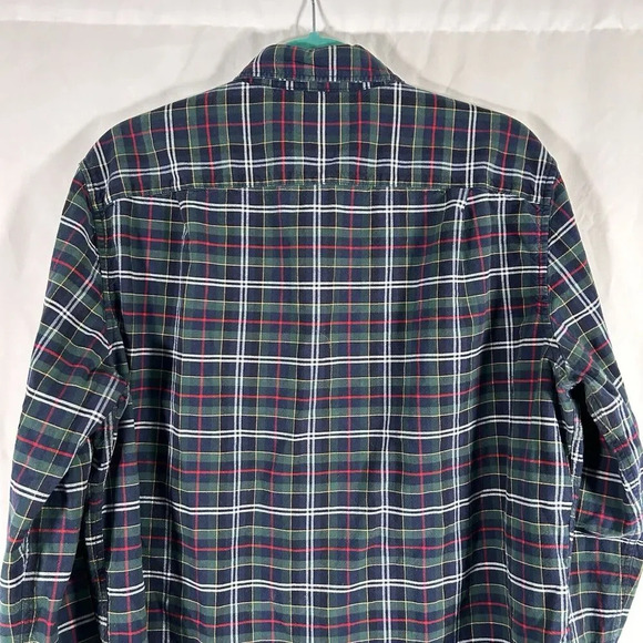 American Eagle Flannel Shirt Men's Large Green Blue Plaid Button Up Long Sleeve - Picture 7 of 8